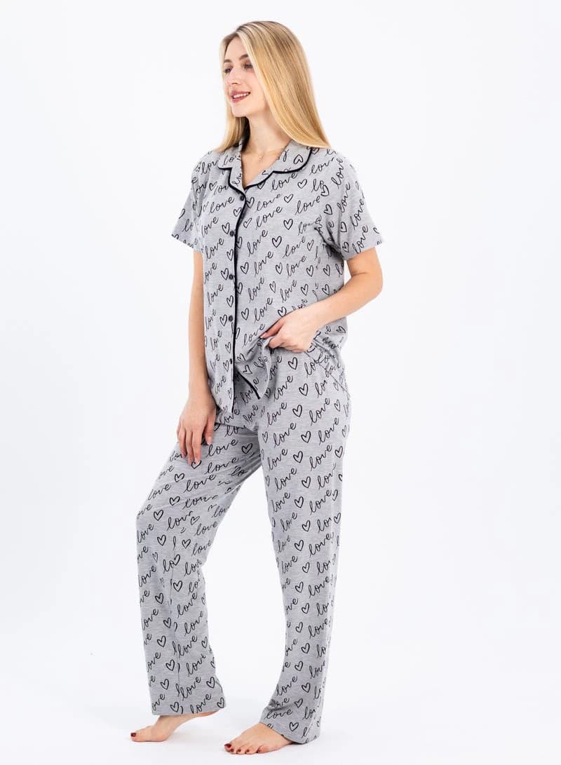 Women's Classic Pajama Set – Soft Ribbed Cotton Two-Piece