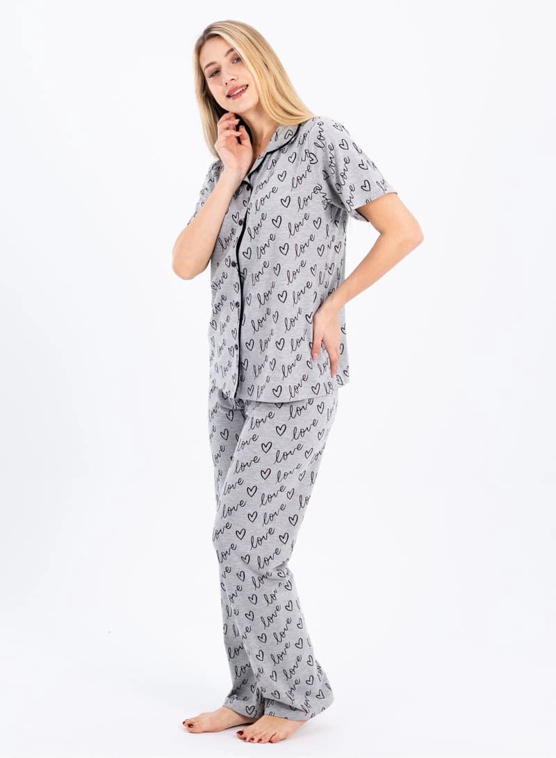 Women's Classic Pajama Set – Soft Ribbed Cotton Two-Piece