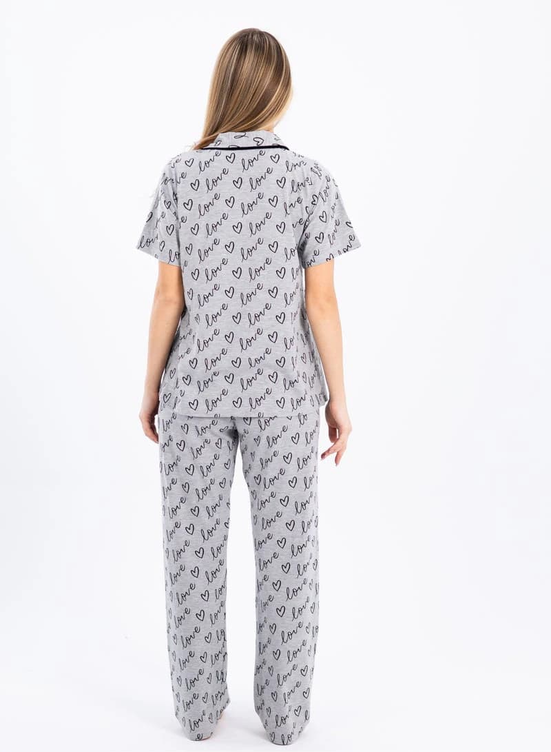 Women's Classic Pajama Set – Soft Ribbed Cotton Two-Piece