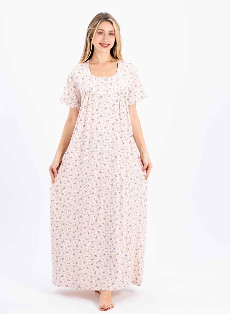Women's Summer Maxi Abaya Nightgown – Viscose Floral Print Long Dress