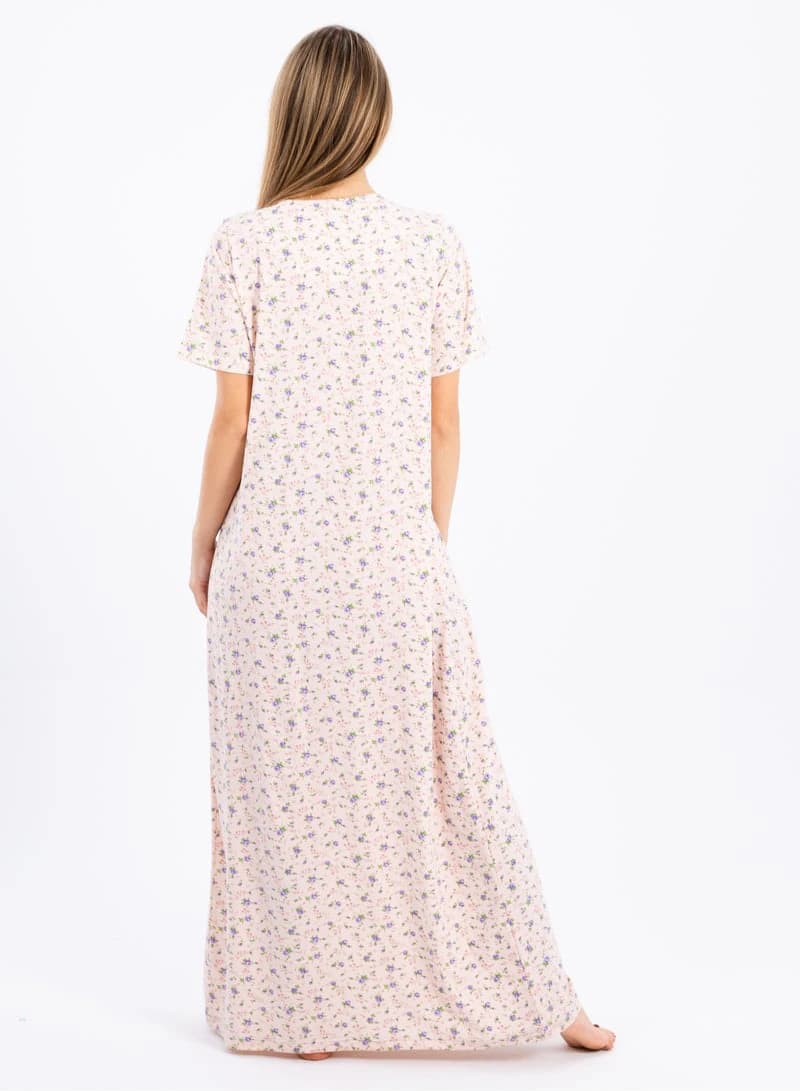 Women's Summer Maxi Abaya Nightgown – Viscose Floral Print Long Dress