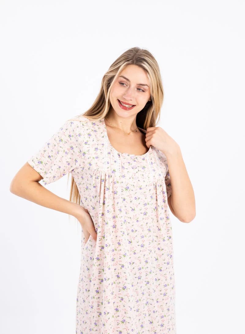 Women's Summer Maxi Abaya Nightgown – Viscose Floral Print Long Dress