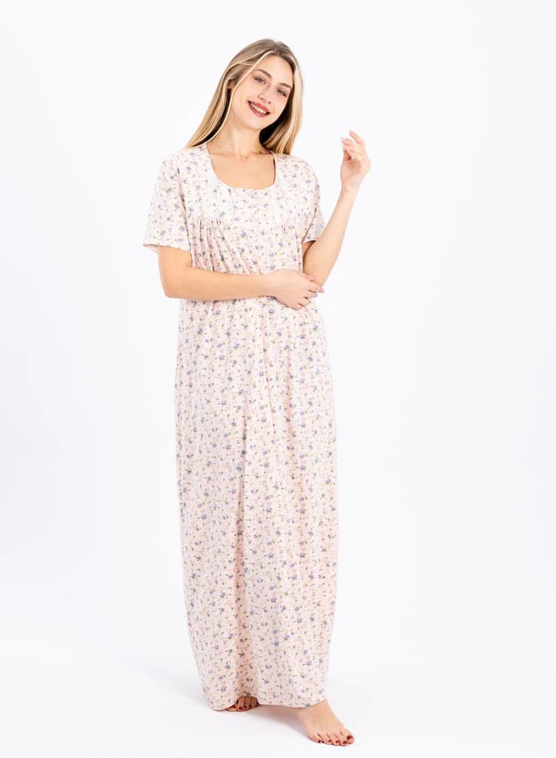 Women's Summer Maxi Abaya Nightgown – Viscose Floral Print Long Dress