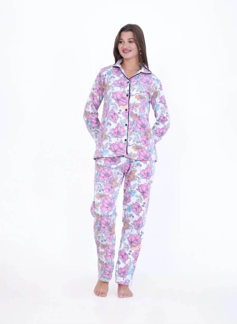 Women's Printed Fular Pajama – Button Decor & Chic Design