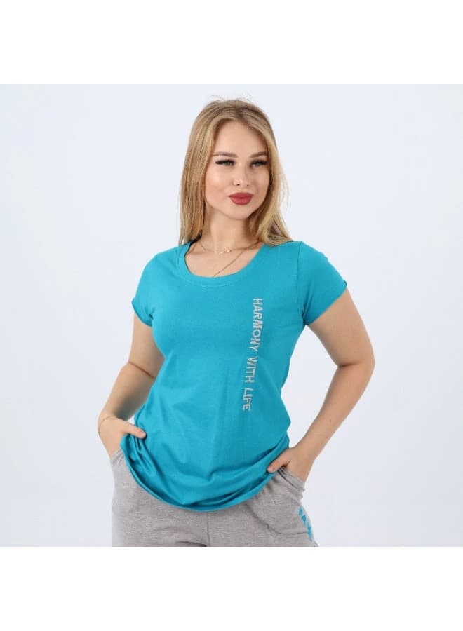 Women's Embroidered Cotton Pajama Set – Short Sleeve Top & Wide-Leg Pants S-3XL