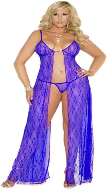 Open Front Long Lingerie Nightgown