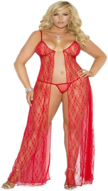 Open Front Long Lingerie Nightgown