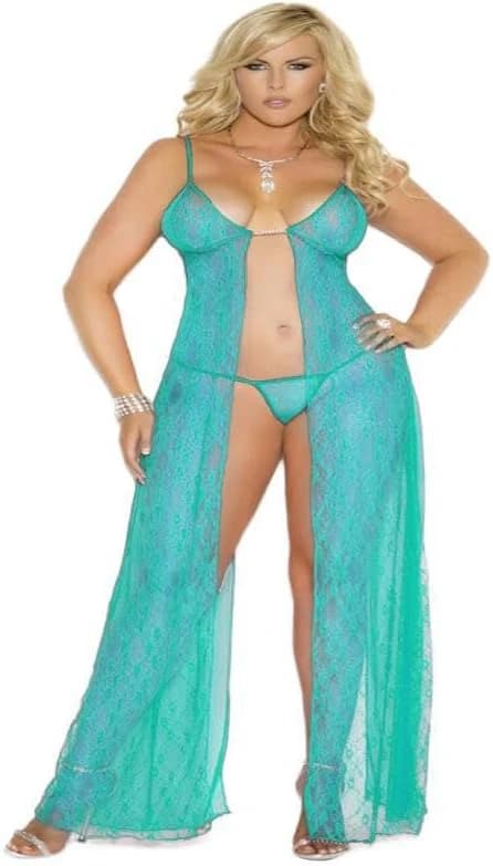 Open Front Long Lingerie Nightgown