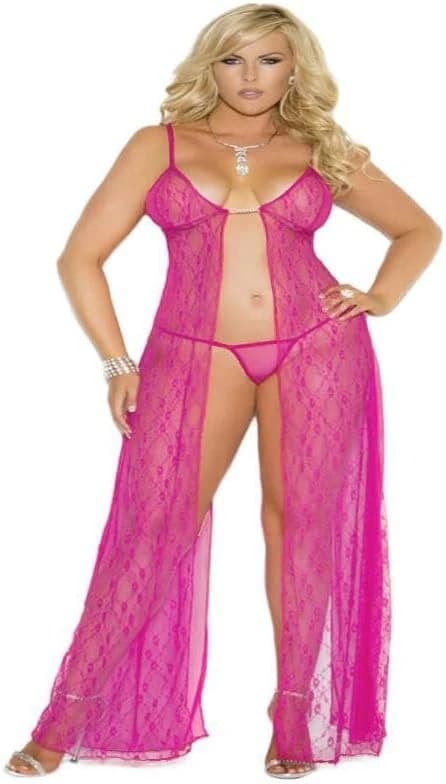 Open Front Long Lingerie Nightgown