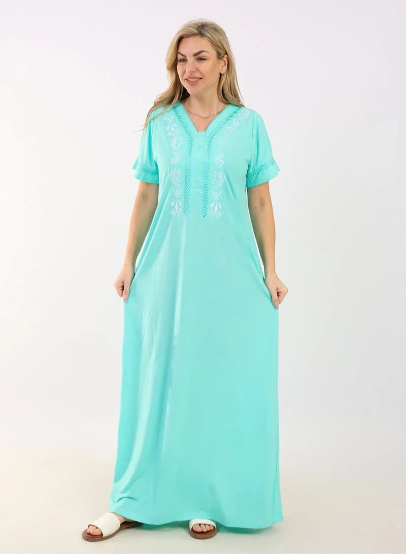 Women’s Summer Maxi Abaya Embroidered – Long Elegant Viscose Maxi Dress