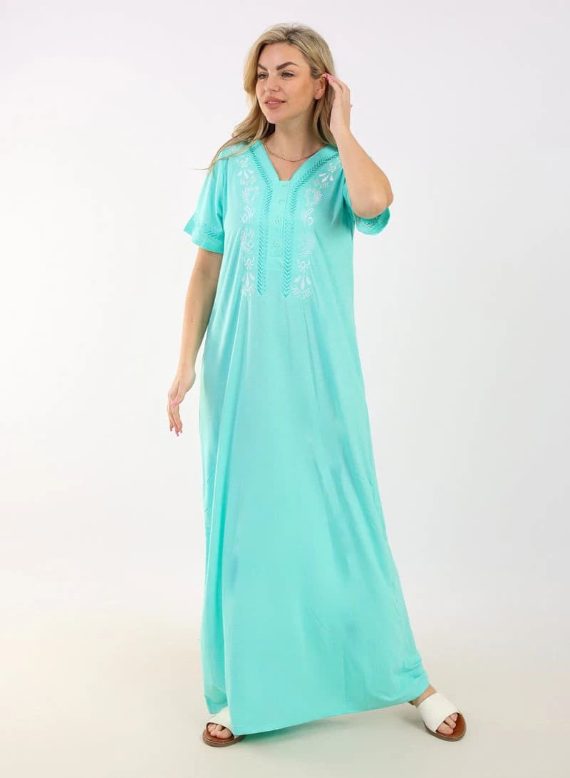 Women’s Summer Maxi Abaya Embroidered – Long Elegant Viscose Maxi Dress