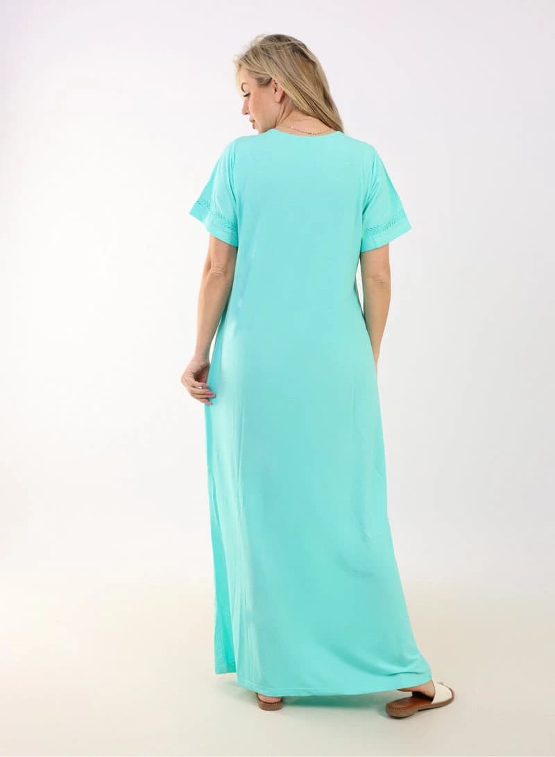 Women’s Summer Maxi Abaya Embroidered – Long Elegant Viscose Maxi Dress