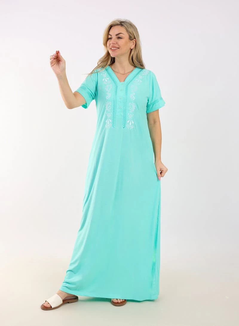 Women’s Summer Maxi Abaya Embroidered – Long Elegant Viscose Maxi Dress