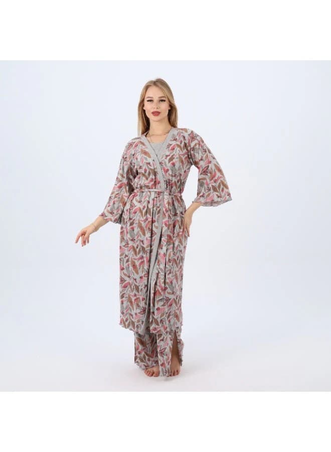 Women's Cotton Printed Robe – Lightweight Floral Housecoat with Waist Belt