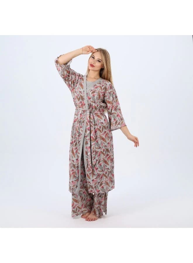 Women's Cotton Printed Robe – Lightweight Floral Housecoat with Waist Belt