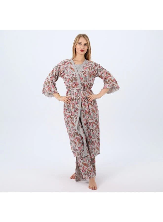 Women's Cotton Printed Robe – Lightweight Floral Housecoat with Waist Belt