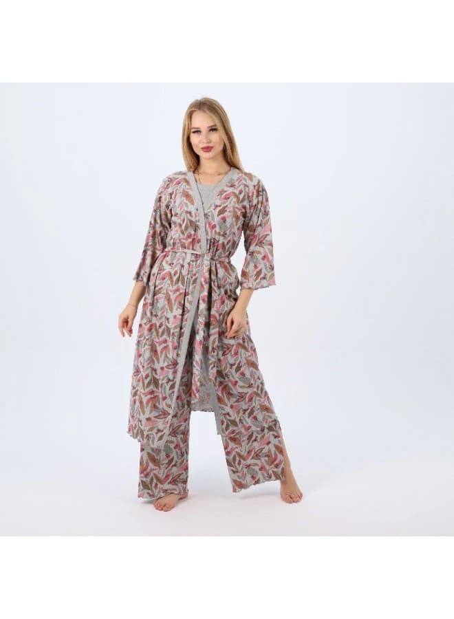 Women's Cotton Printed Robe – Lightweight Floral Housecoat with Waist Belt