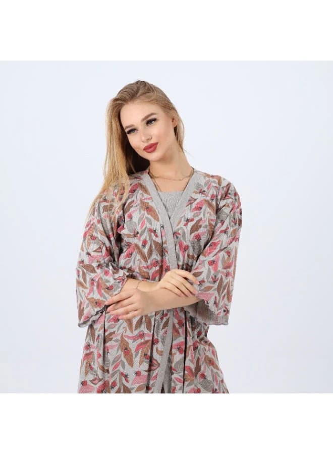Women's Cotton Printed Robe – Lightweight Floral Housecoat with Waist Belt