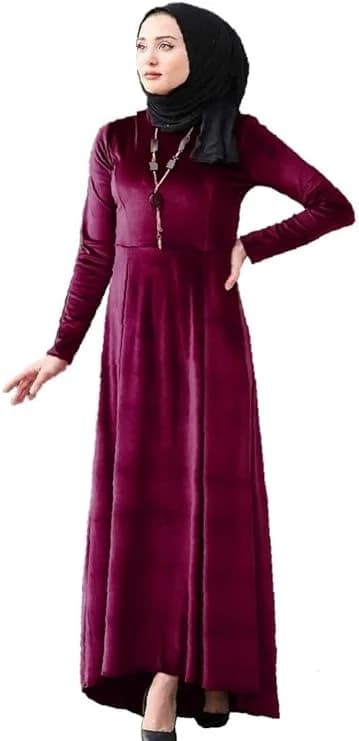 Women’s Dark Mauve Velvet Maxi Dress – Elegant & Comfortable
