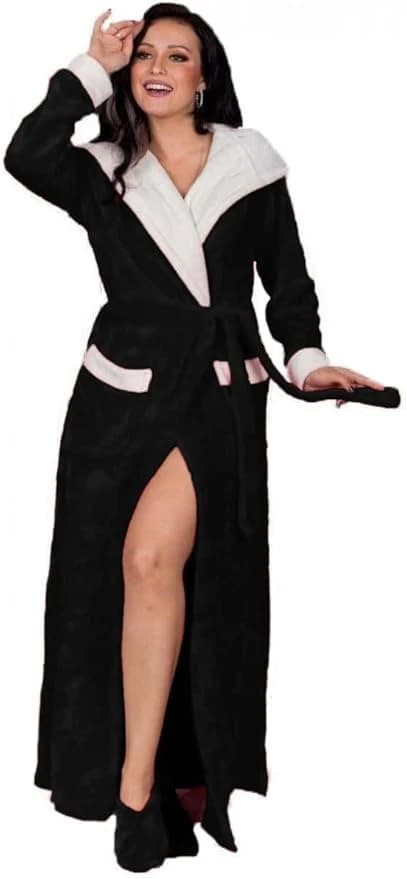 Women’s Long Plush Robe – Black