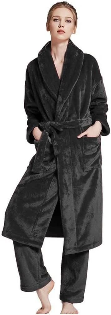 Fur Robe and Pants Set