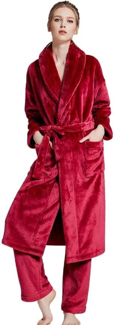 Fur Robe and Pants Set