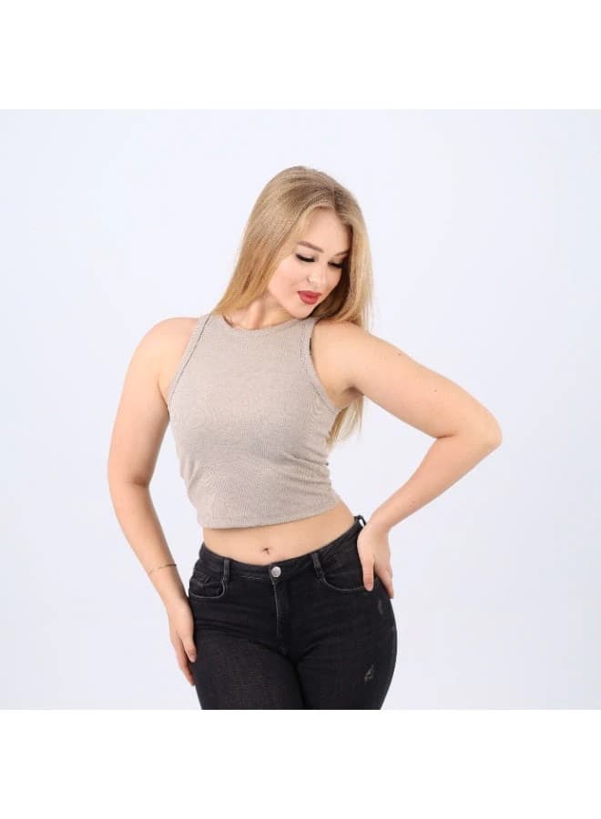 Womens Cotton Ribbed Sleeveless Crop Top