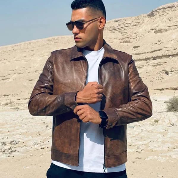 Minimal Leather Jacket - Natural Tone