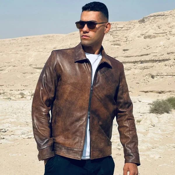 Minimal Leather Jacket - Natural Tone