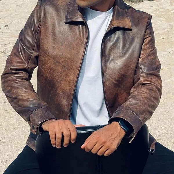 Minimal Leather Jacket - Natural Tone