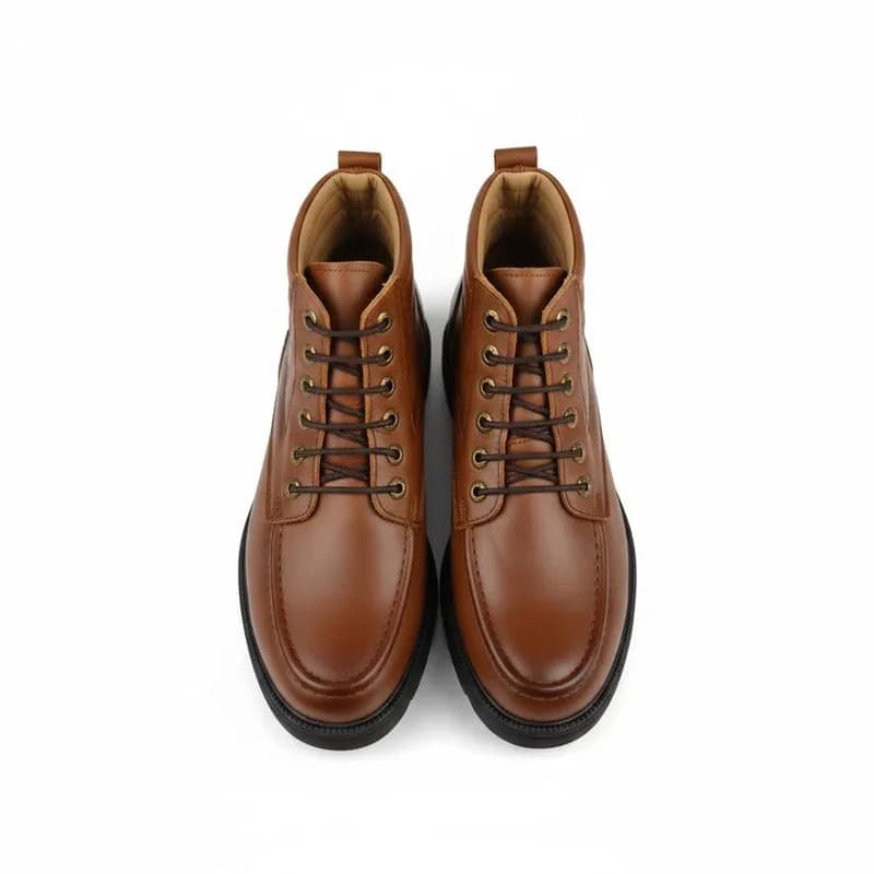 Bold Leather Lace-Up Boot – Havana
