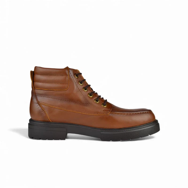 Bold Leather Lace-Up Boot – Havana