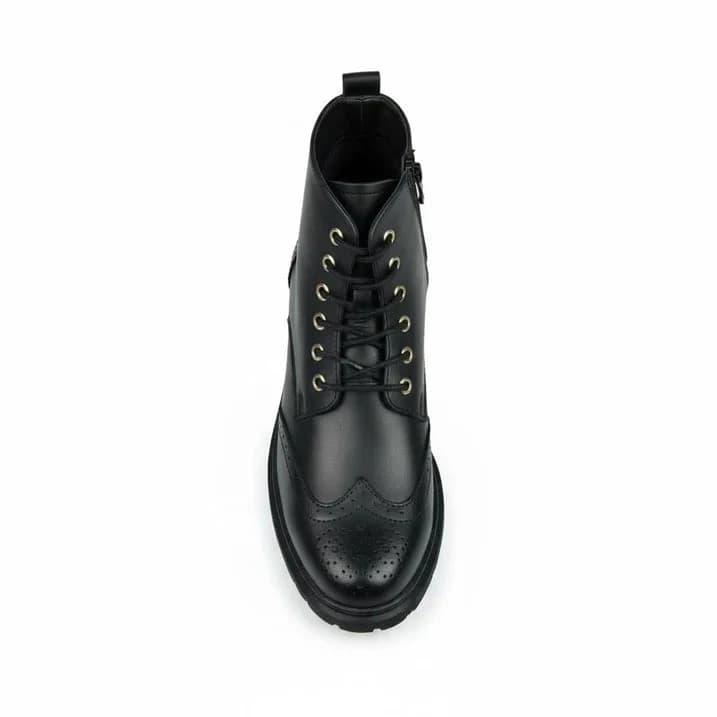 Hybrid Brogue Zip-Lace Boot - Black