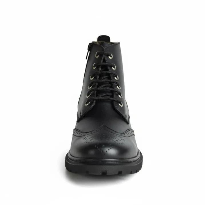 Hybrid Brogue Zip-Lace Boot - Black