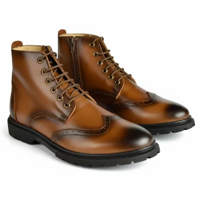 Hybrid Zip-Lace Boot - Havana