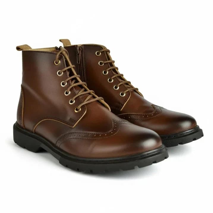 Hybrid Zip-Lace Boot - Brown