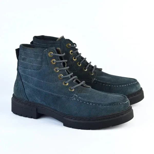 Bold Suede Lace-Up Boot - S-Gray