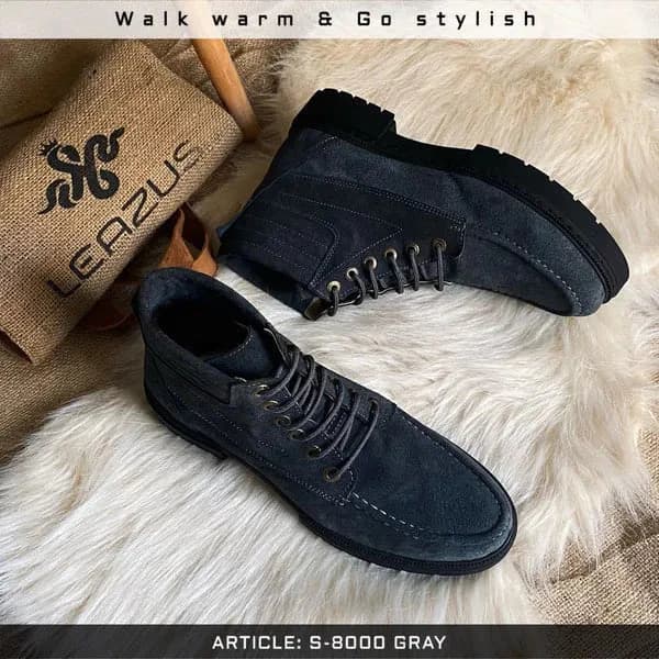 Bold Suede Lace-Up Boot - S-Gray