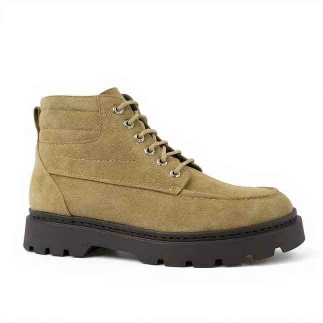 Bold Suede Lace-Up Boot - NS-Beige