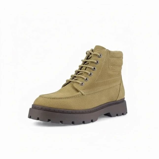 Bold Suede Lace-Up Boot - NS-Beige