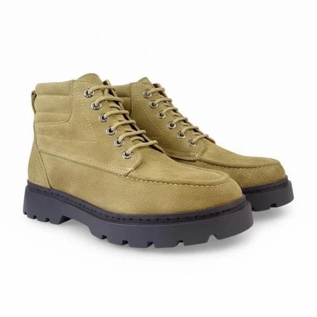 Bold Suede Lace-Up Boot - NS-Beige