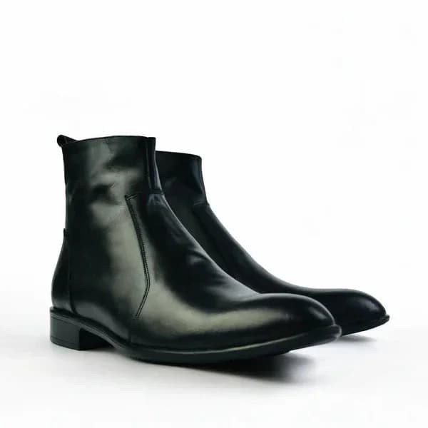 Leather Zipper Boot - Zipup Black