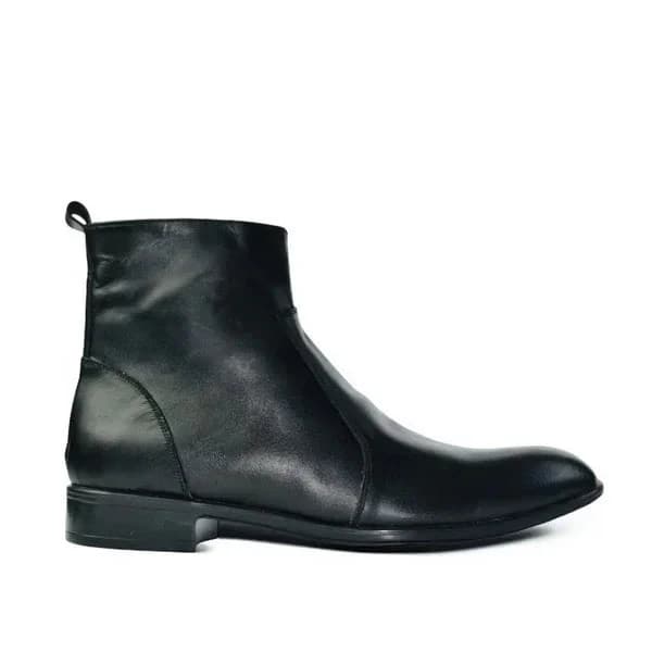 Leather Zipper Boot - Zipup Black