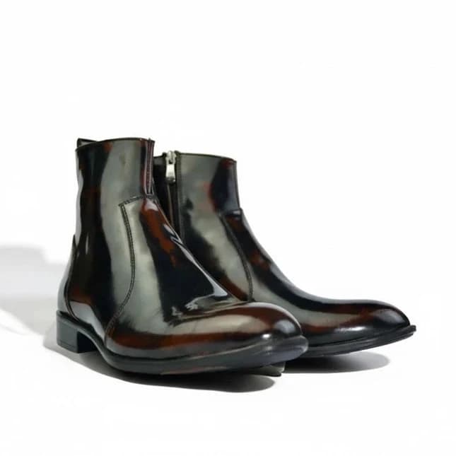 Leather Zipper Boot - S-zipup Brown