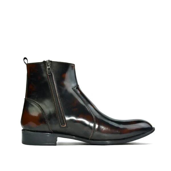 Leather Zipper Boot - S-zipup Brown
