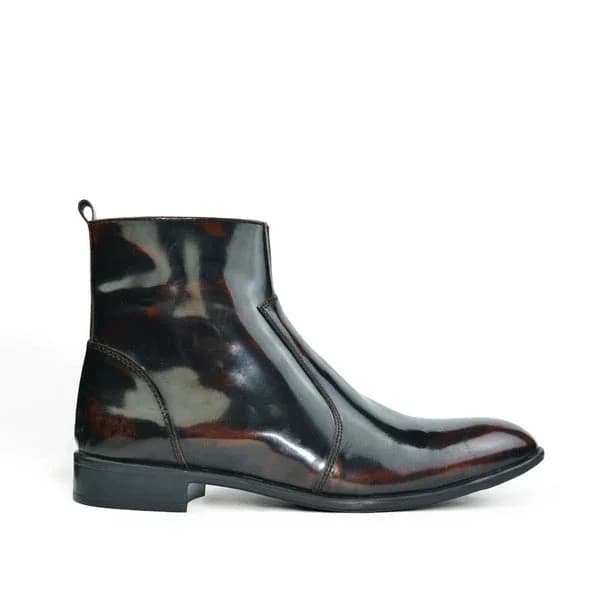 Leather Zipper Boot - S-zipup Brown