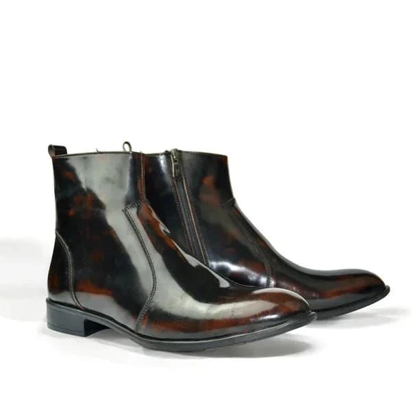 Leather Zipper Boot - S-zipup Brown
