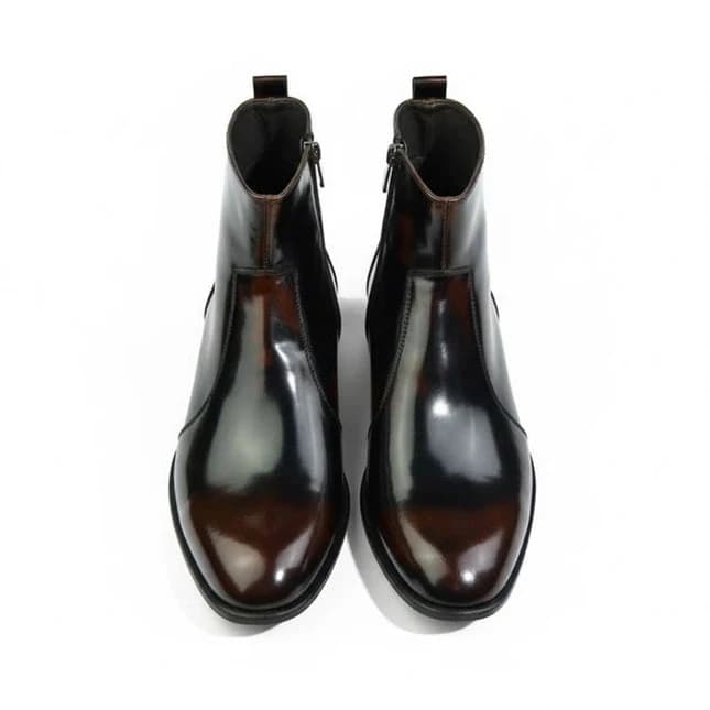 Leather Zipper Boot - S-zipup Brown