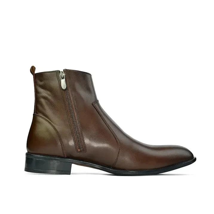 Leather Zipper Boot - Zipup Brown