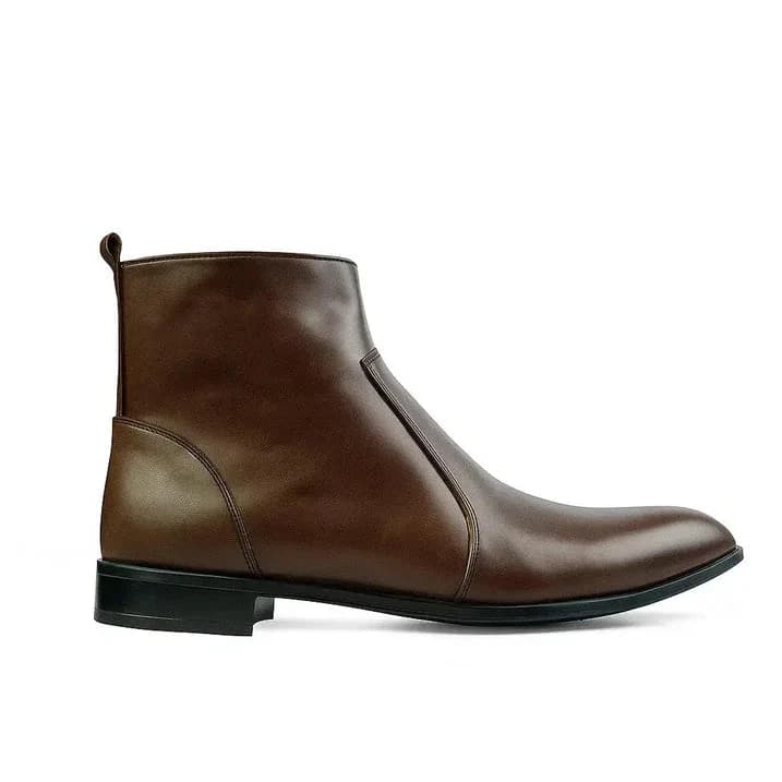 Leather Zipper Boot - Zipup Brown